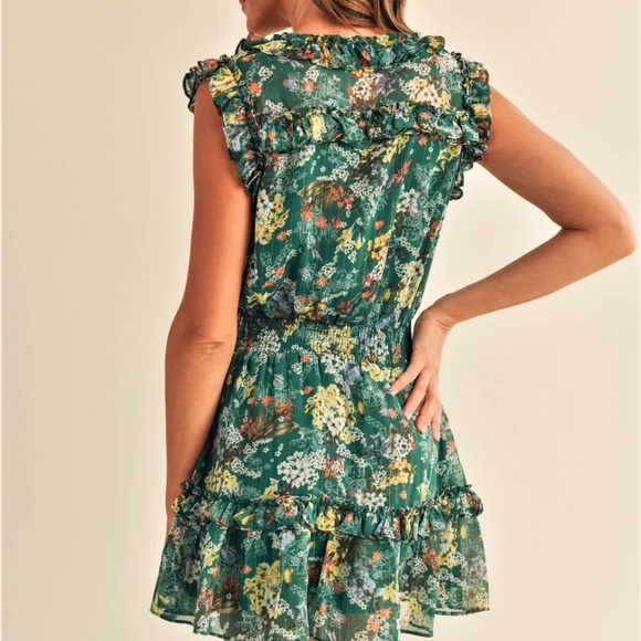 Stephanie Emerald Floral Mini Dress - Picture 3 of 4